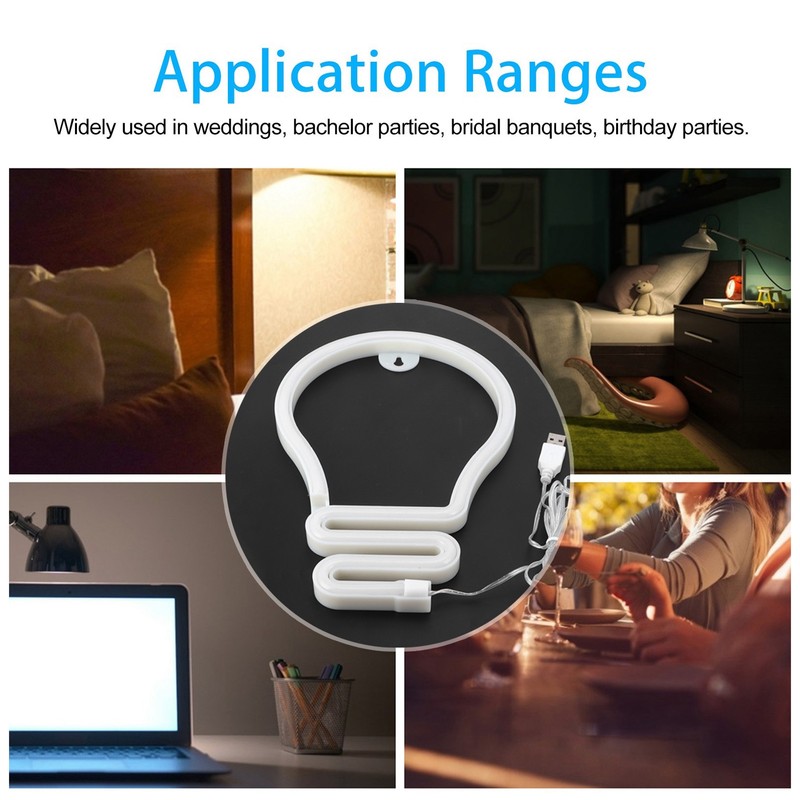 Bulb Shape Neon Light LED Sign for Wall Decor Party