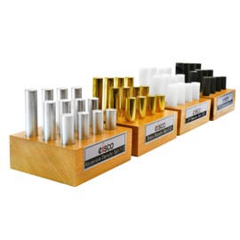 EISCO 48pc Cylindrical Bars Density Super Set - Includes 4 Sets Brass, Aluminum, PVC & Polypropylene Various Lengths Each a Wooden Storage Block Study Mass- Eisco Labs