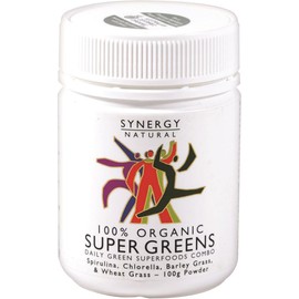 Synergy Super Greens Organic (Spirulina, Chlorella, Barley Grass & Wheat Grass) Powder 100g