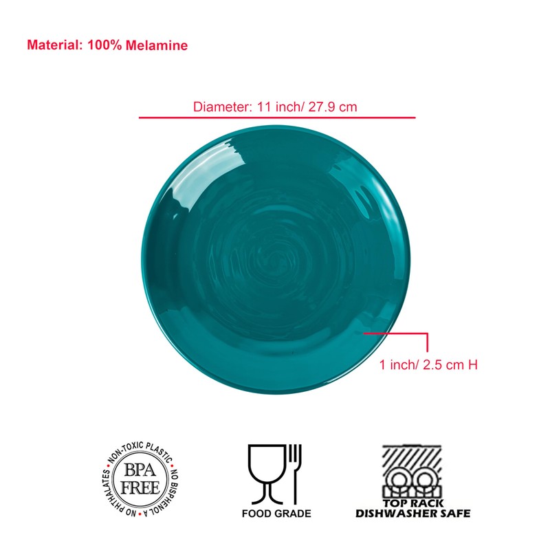 ZAINCA Melamine Dinner Plates, Round Plates,Shatter Resistant, 11 inch, set