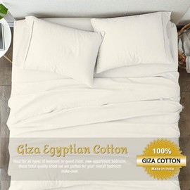 Giza Cotton Sheets Twin Sheets-Giza Cotton Sheets Twin Size Giza Sheets – My-Giza-Sheets 100% Certified Long Staple Giza Cotton Sheets Set (Twin Size, Ivory)