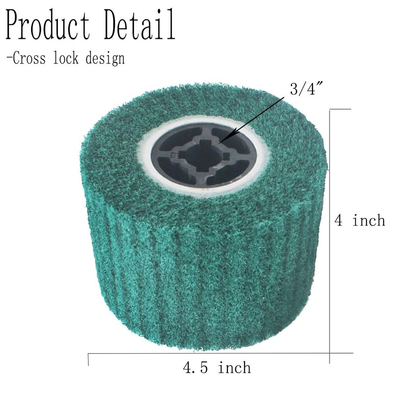 JUNLIXN 4.5" x 4" Non Woven Abrasive Drawing Drum, 3/4"