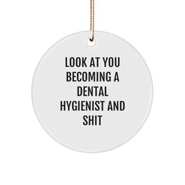 Funny Dental Hygienist Gifts from Friends - 'Look at You Becoming A Dental Hygienist' Circle Ornament for Christmas
