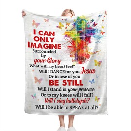 Christian Blanket Gifts Soft Warm Plush Religious Christ Cross Throw Blanket Flannel Fleece Fuzzy Scripture I Can Only Imagine Blanket for Kids Adults Prayer Bed Couch Living Room Decor 50"X40"