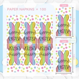 Quera 100 Pcs Easter Bunny Guest Napkins Decorative Hand Towels Disposable Paper Bunnies Rabbit Napkin for Spring Toilet Bathroom Powder Room Wedding Birthday Dinner Party Towel,4.3 x 7.8 Inch
