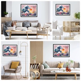 DAERLE Diamond Painting Cherry Blossom, Diamond Painting Pictures Landscape, Diamond Painting Waves Children Adults DIY Diamond Full Screen, Painting by Numbers 5D Diamond Painting for Wall Decor 40 x