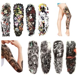 Fashion Temporary Tattoo Transfer Stickers - 8 Sheets Large Size Tattoo Body Stickers for Man & Women Waterproof Removeable Non-Toxics & Safe for All Skin (Set.6)