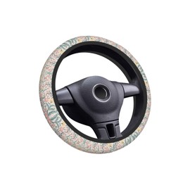 QARIEOEI Steering Wheel Cover Car Accessories Cute Universal 15 Inch Neoprene Auto Interior Decor Anti Slip Breathable for Woman-Pink Flowers