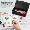 Steel Storage Box with Hinged Lid, Metal Container for Scrapbook