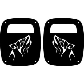 JeepTails Tribal Wolf Howl Tail lamp Light Covers (Halogen) Compatible with Jeep Wrangler TJ Models (1997-2006)