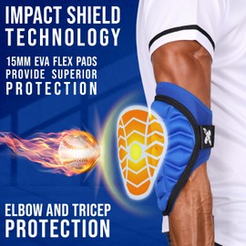Exxact Sports Defender Baseball Elbow Guard, Batters Softball Elbow Guard Baseball Youth & Adult with Adjustable Straps - (RoyalBlue, ASM)
