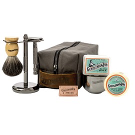 Gentleman Jon Gentleman Jon Deluxe Vintage Wet Shave Grooming Set for Men - Safety Razor, Brush, Alum Block, Soap, Bowl, Blades, Stand & Dopp Kit