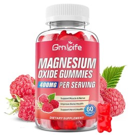 Gomitas de óxido de magnesio de 400 mg, suplemento masticable para adultos y niños, para fortalecer los nervios y los músculos, veganas, sabor a...   