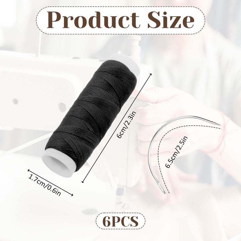 3Rolls Hair Weaving Thread Cotton, Sewing Threads and Needles Set