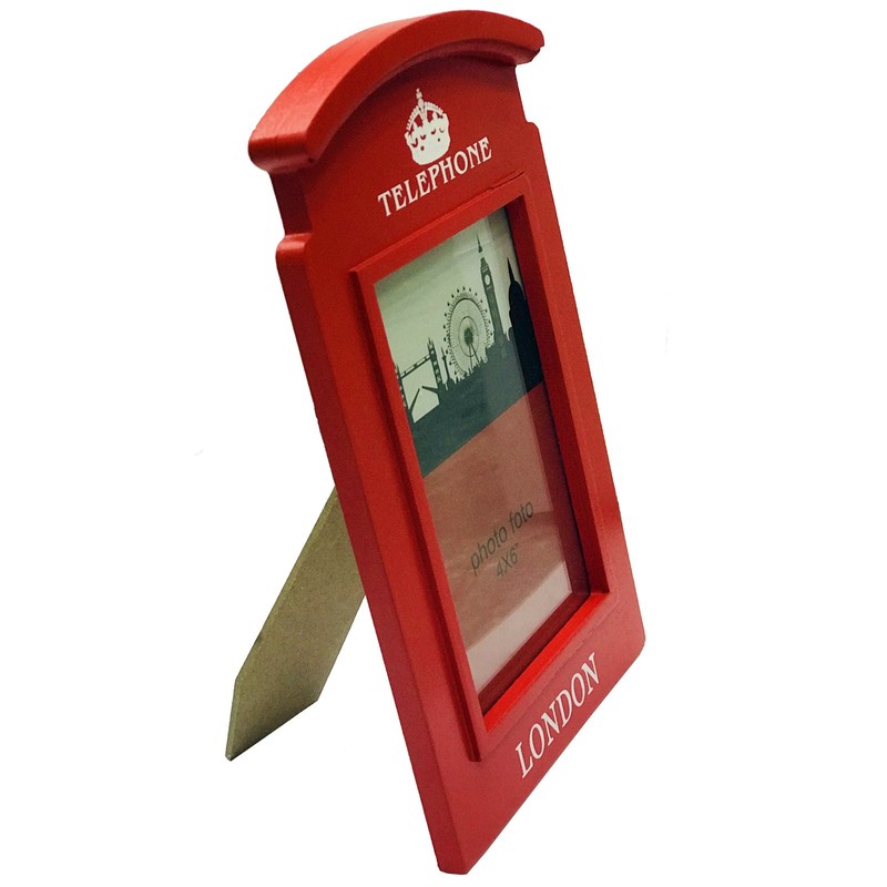 Wooden Photo Frame 6X4 Inch Red Public London Telephone Booth