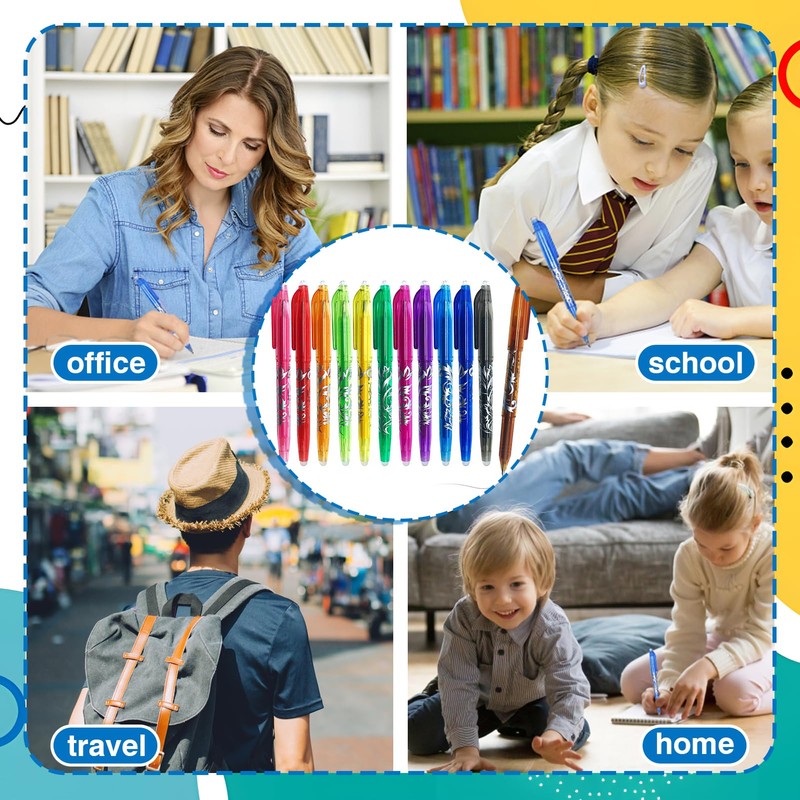 WEYILL Erasable Pens 12pcs Quick Dry Liquid Ink Gel Pens