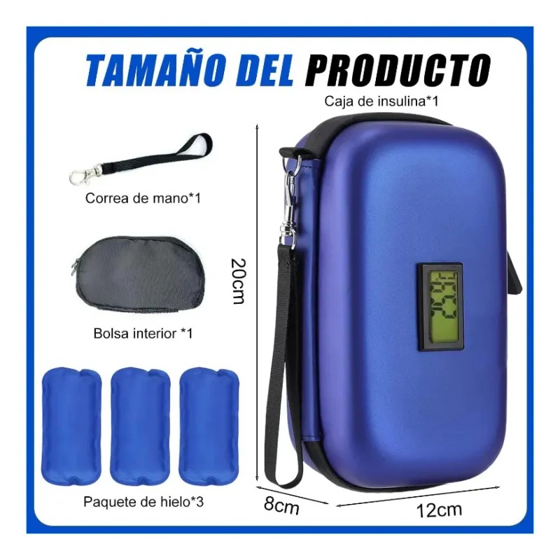 Zanoreth Hielera Portátil Insulina con Termómetro y 3 Bolsas de