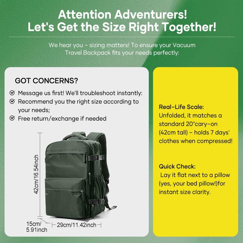 Vacuum Travel Backpack｜Save 30% Space with Compression, Carry-On Size, Wet