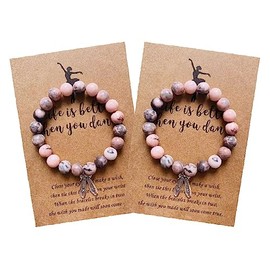 Lemua 2pcs Dance Gifts Natural Stone Beaded Dance Bracelet Jewelry with Card Dancer Bracelet