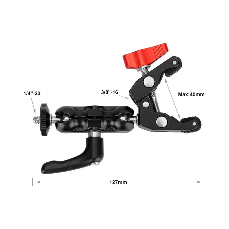 SZRIG Multi-Functional Ballhead Clamp Magic Arm Adapter with Bottom Clamp