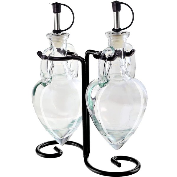 Couronne Company Amphora Double Oil & Vinegar Glass Cruet Set