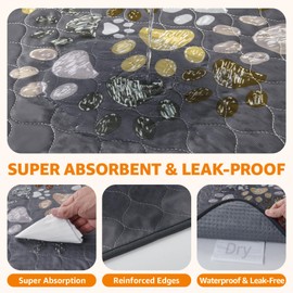 Washable Pee Pads for Dogs Mat: Large Reusable Pee Puppy Pads for Dogs 66" x 72", Absorbent & Leakproof Whelping Pads for Dog Potty Training, Dog Pads Washable Waterproof for Playpen, Cage, Grey