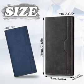 AfitLulu Men's Long Wallet Ultra Thin Wallet Men's Stylish Wallet Men's Bifold Wallet with 12 Card Slots, ID Window and Coin Pocket, black, Modern