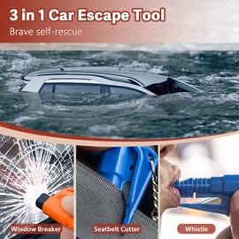CARFIB Window Breaker Seatbelt Cutter Keychain 3-in-1 Car Emergency Escape Tool Break Glass Seat Belt Cutters Safety Mini Rescue Life Whistle Tools for Survival 8pcs