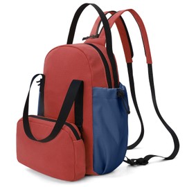 Outplea 7L Small Backpack for Women, Water Resistant Ladies Backpack with Detachable Bag, Nylon Mini Rucksack Casual Daypack for Hiking Camping Outdoor, Red