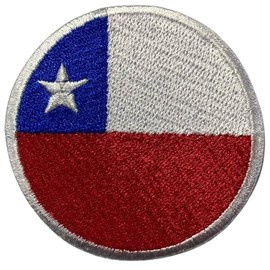 BeBuz Chile Flag Patch Round/Circle 6 cm Embroidered Iron-On Patch Military Tactical Emblem Badge for Jackets Backpacks Hats Clothing