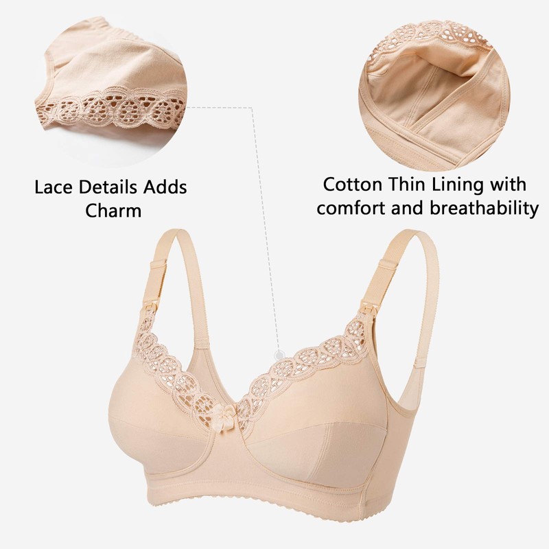 Gratlin Women's Cotton Breastfeeding Bra Large Sizes Without Underwire Full