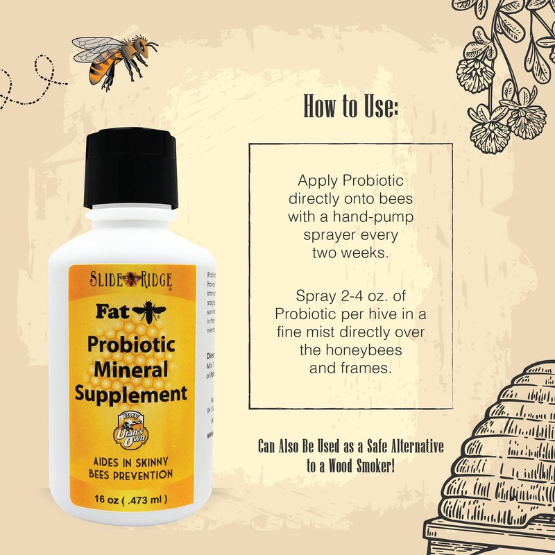 Slide Ridge"Fat Bee 16 oz Probiotic Mineral Supplement for Honey