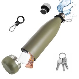 Diversion Safe Water Bottle Stainless Steel Stash Can with Hidden Compartment for Valuables, Leak Proof Insulated Bottle for Hot and Cold Drinks, Army Green, 730ml