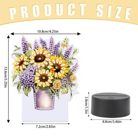 SHEGZHUC Diamond Painting Bedside Lamp Touch Sunflowers in Vase LED Table Lamp Night Light Socket USB LED Lamp Mosaic Diamond Painting Flowers Art Gift Ornaments Table Room Decoration