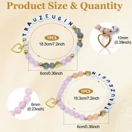 LXBCTOP Maid of Honour Bracelet, Stretch Bridesmaid Bracelets, Bridesmaid Gift with Gemstone Beads and Love Pendant, Team Maid of Honour Questions Bracelets for Wedding Jewellery Decoration, Pack of