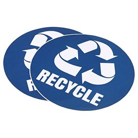 M METERXITY 2 Pack Recycle Sticker - Home Trash Can Labels, Strong Adhesion & Smooth Surface, Apply to Kitchen/Garden Trash Bin (5 Inch, White on Blue)