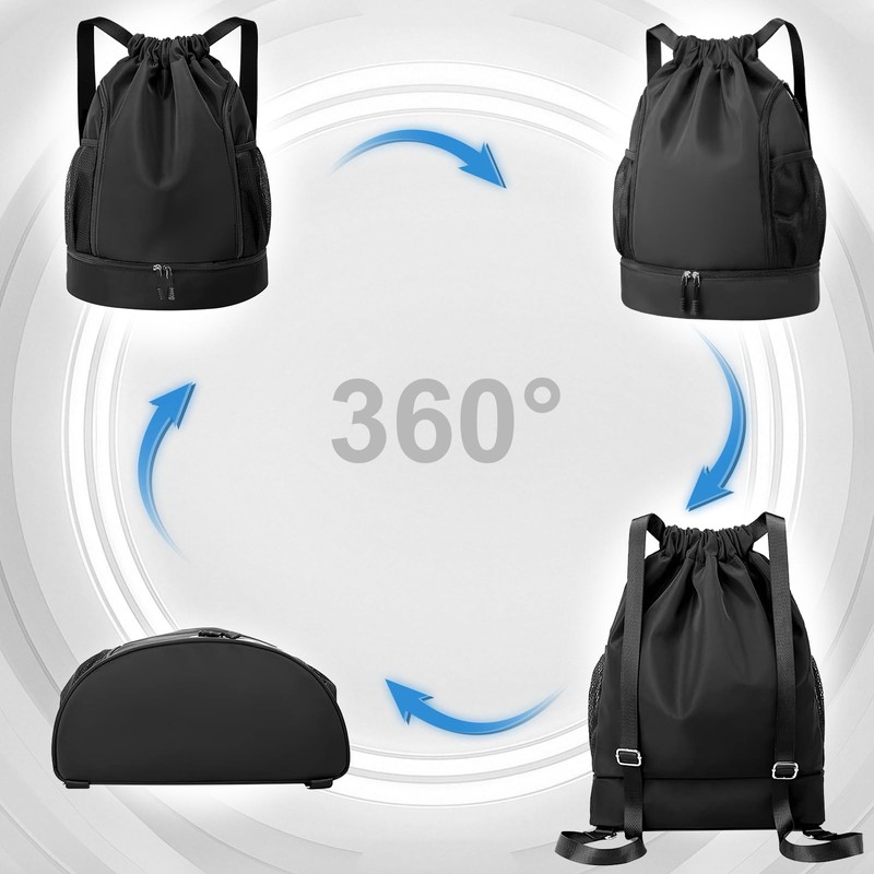 Drawstring Backpack Sports Gym Bag, Water Resistant String Bag Gym