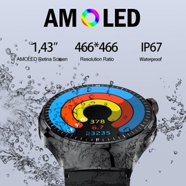 DigiKuber Smartwatch ECG & Dial Answer Call, 1.43 Inch AMOLED Waterproof Smart Watch with Blood Pressure, SpO2, Heart Rate, Message Call Reminder for Android iOS