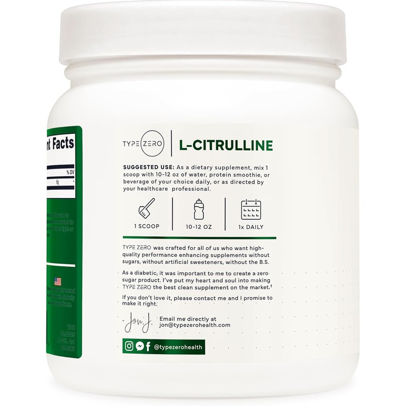 Type Zero Clean L-Citrulline Malate 2:1 Powder Drink Mix (500g,