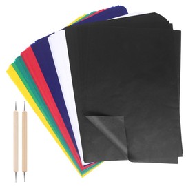 50 Sheets Transfer Paper Multicolor Water Soluble Carbon Paper with 2 Pieces Embossing Needle Tool Transfer Template on Fabric Canvas Sewing Accessories