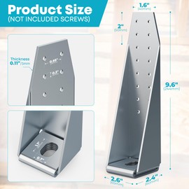 10 Pcs Steel Holdown Shearwall Attachment, Heavy Duty Tension Galvanized Deck Tie Bolted Holdown with Hot Dipped for Fixing Anchor, Thk: 3mm, Silver