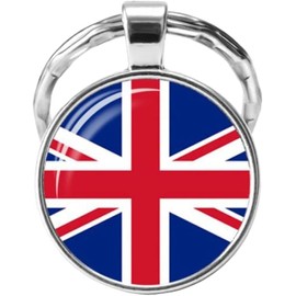 EACTEL British Keychain United Kingdom Flag Glass Cabochon Key Chain Union Jack Keyring Car Keyring Bag