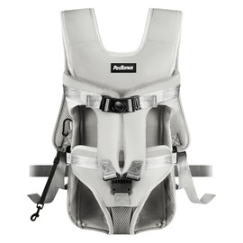 PetBonus Pet Front Dog Carrier Backpacks, Adjustable Pet Backpack, Legs Out Easy-fit Puppy Chest Carrier for Medium Small Dogs, Hands Free for Hiking, Cycling (Grey, S)
