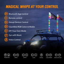 Nilight 2PCS 3FT RGB LED Whip Light, Remote App Control w/DIY Chasing Patterns Stop Turn Reverse Lighting Modes Safety Lighted Antenna for ATV UTV Polaris RZR Can-am Dune Buggy Jeep