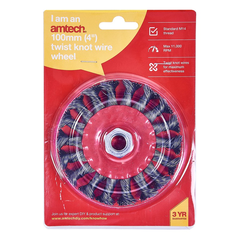 Amtech F3365 100mm (4") Twist knot wire wheel