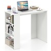 Tangkula Small White Desk with 3-Tier Bookshelf, Modern Simple Home