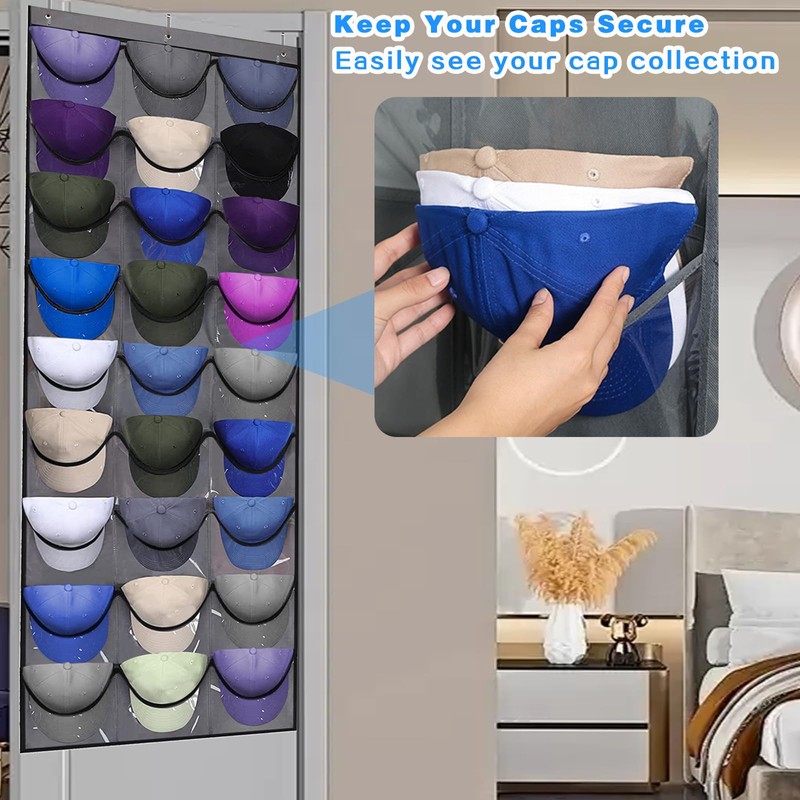 qimeyu Baseball Cap Door Organizer, Grey