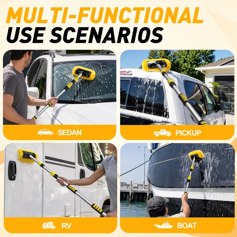 12FT Car Wash Brush with Long Handle, 12-Inch Soft Bristle