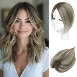 BUTYWAY Hair Toppers for Women Real Human Hair Upgrade Swiss Base Hand-Tied Invisible 10Inch Human Hairr Toppers Hairr Thick Hairpieces Adding Extra-Hair