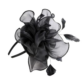 CCAIPU Flower Feather Fascinators Hat for Women, Elegant Flower Feathers Mesh Hats Ascot Hat Derby Hat Hair Accessories Wedding Hats (Black, One Size)